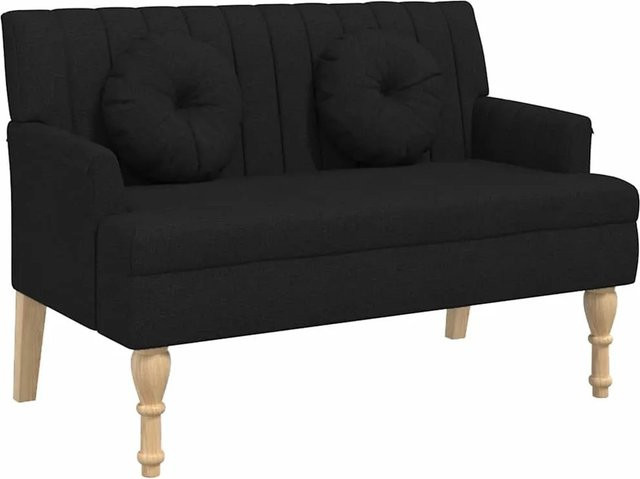 vidaXL Sitzbank mit Kissen in Schwarz im Antik-Stil mit vertikalem Linienmuster, B/T/H: 113 x 64,5 x 75,5 cm - Bild 1