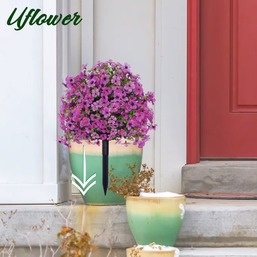 Uflower UV-beständige künstliche Blumenkugeln in Violett mit Pfählen für Garten und Dekoration - Bild 5
