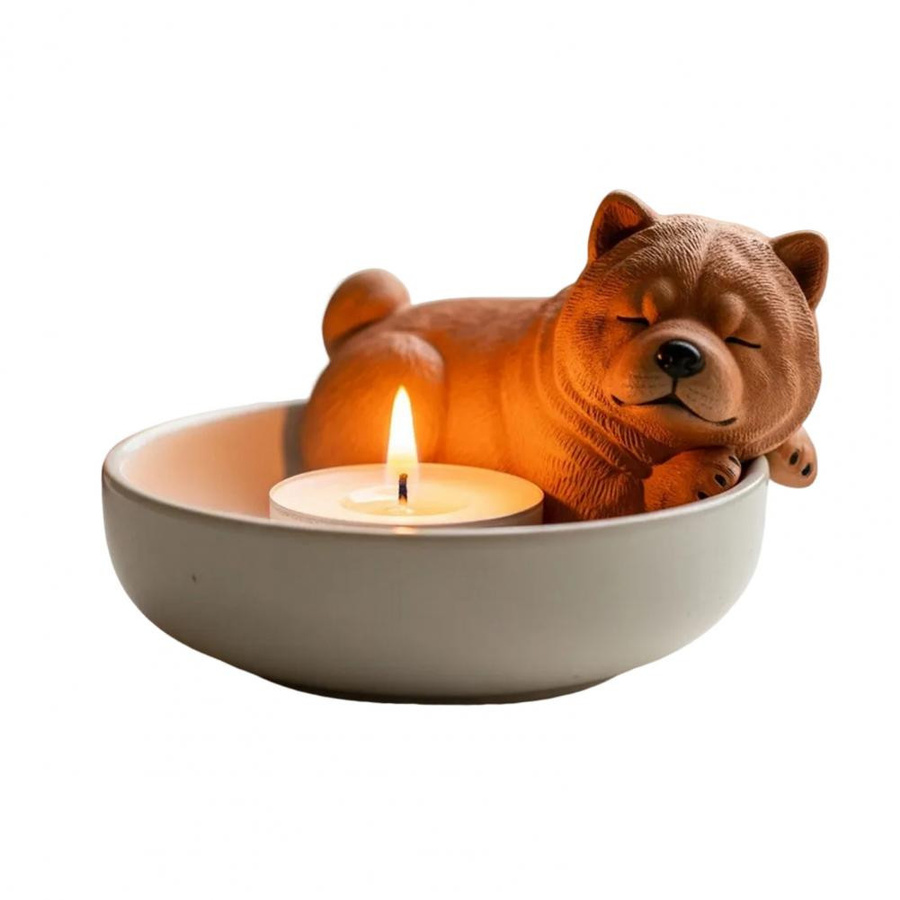 Handbemalter Hund Teelichtständer aus Harz für deine Tischdekoration - Bild 1