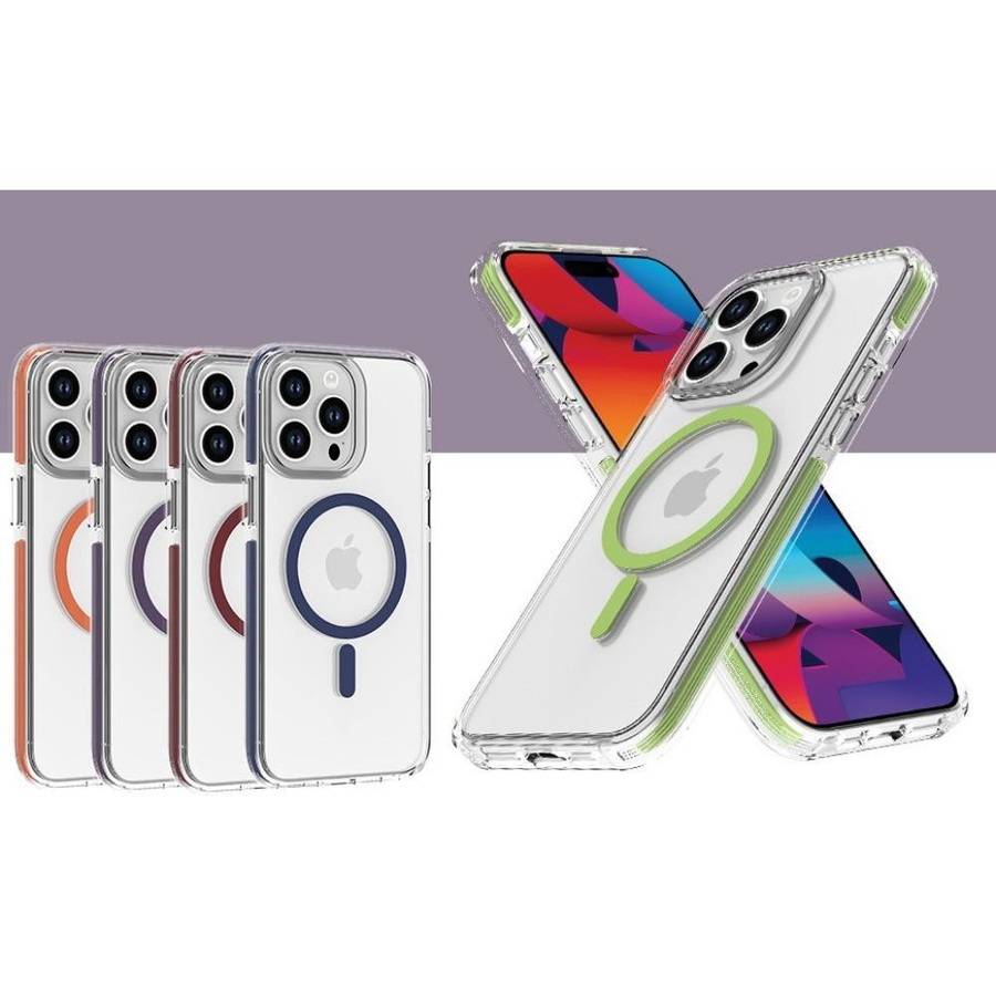Tuiying002 Stoßfeste MagSafe Handyhülle für iPhone 11 bis iPhone 15 Pro Max, Magnetische Transparente Hülle, Gelb - Bild 1