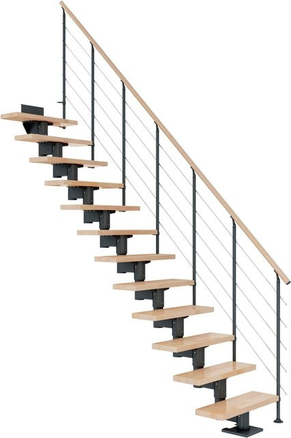 Dolle Mittelholmtreppe Cork Gerade in Buche Anthrazit mit einer Höhe von bis zu 337 cm und einer Breite von 75 cm - Bild 1
