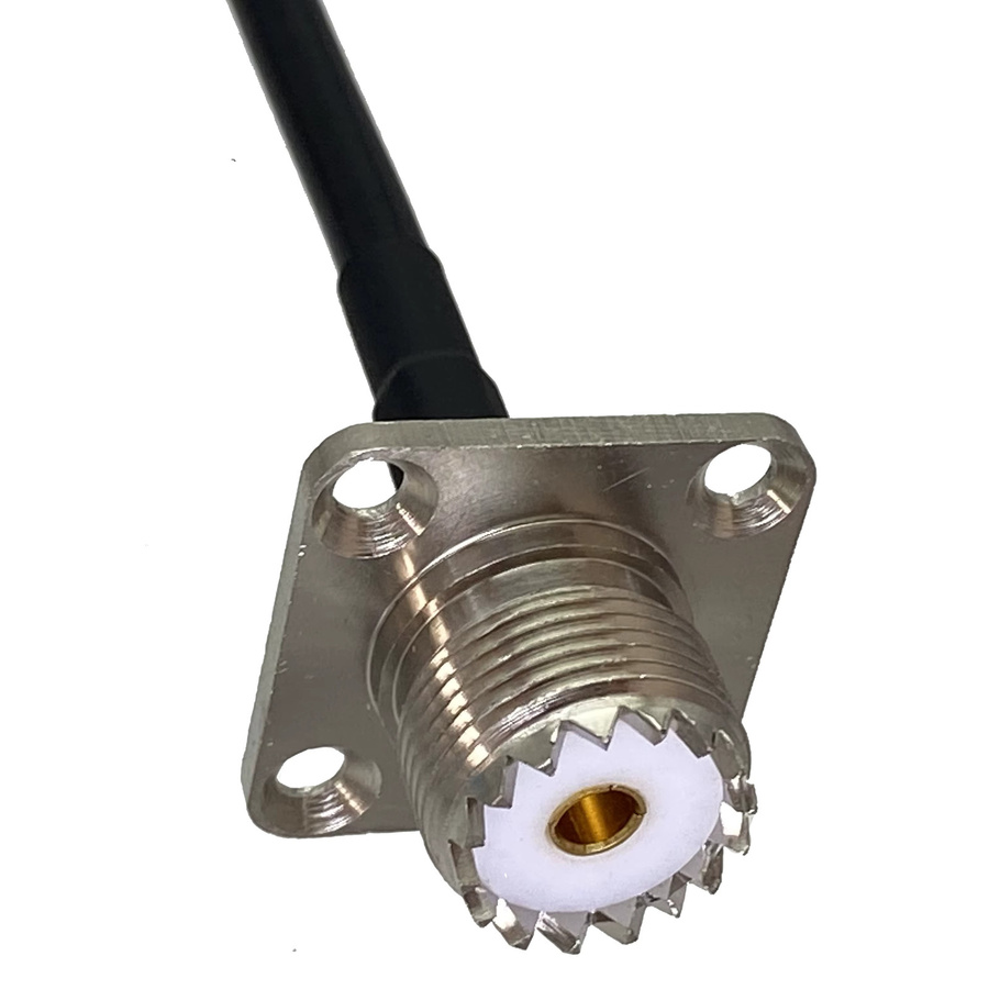 RG58 UHF Koaxialkabel Jumper mit PL259 Stecker und SO239 Buchse Flansch, Farbe: Silber - Bild 3