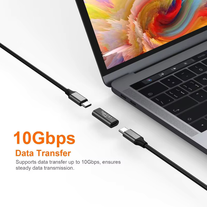 2er-Set USB-C auf USB-C Buchse Adapter aus Aluminium in Schwarz mit 4K-Videounterstützung, Fast Charging und 10 Gbit/s Datenübertragung - Bild 4