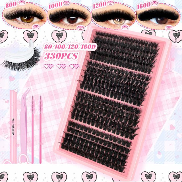 330er Set Falsche Wimpernstreifen, Black, Unisex - Bild 1
