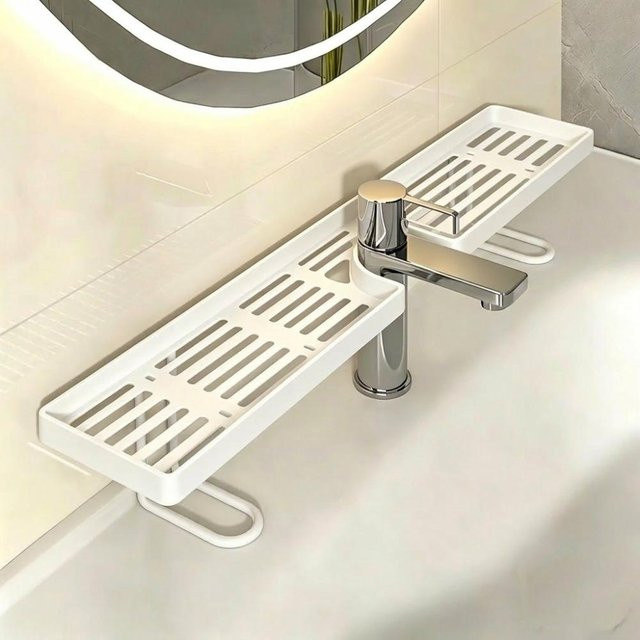 Xinfudi Universeller Wasserhahn-Aufbewahrungsregal Organizer für die Spüle in Weiß - Bild 1