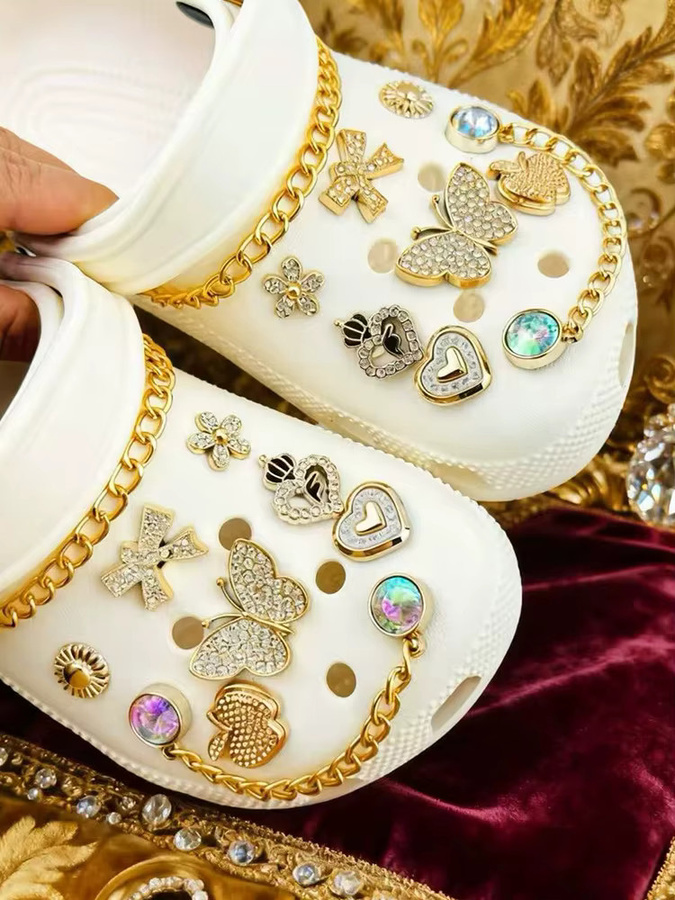 FHLDING Schuh Charms Set, Gold, Schmetterling, Diamant, Kristall, Unisex - Bild 5