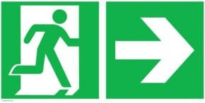 SafetyMarking Fluchtwegschild Folie Notausgang rechts mit Pfeil rechts, Farbe: Grün, B/H: 30 x 15 cm - Bild 1