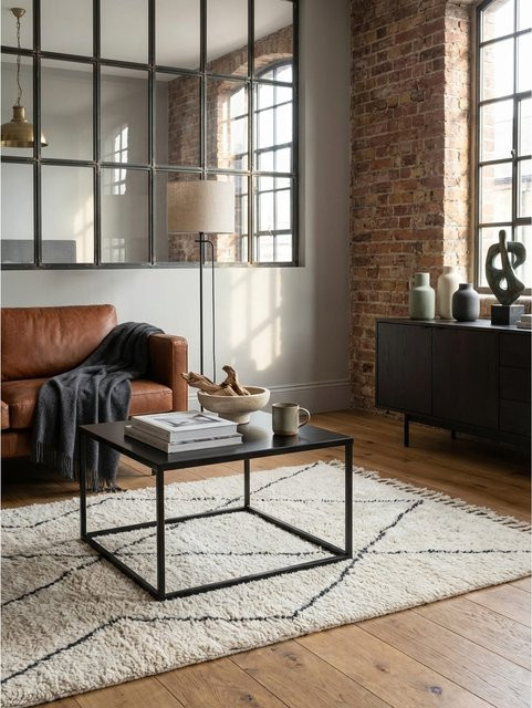 KADIMA DESIGN Couchtisch aus Metall im Industrial Stil, Schwarz, Quadratisch, B/T/H: 60 x 60 x 40 cm - Bild 1