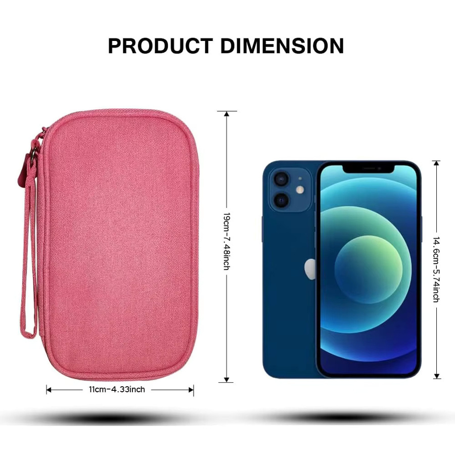Multifunktionale USB-Kabel-Aufbewahrungstasche von KOJESHUN für Reise und elektronisches Zubehör in Schwarz oder Pink - Bild 4