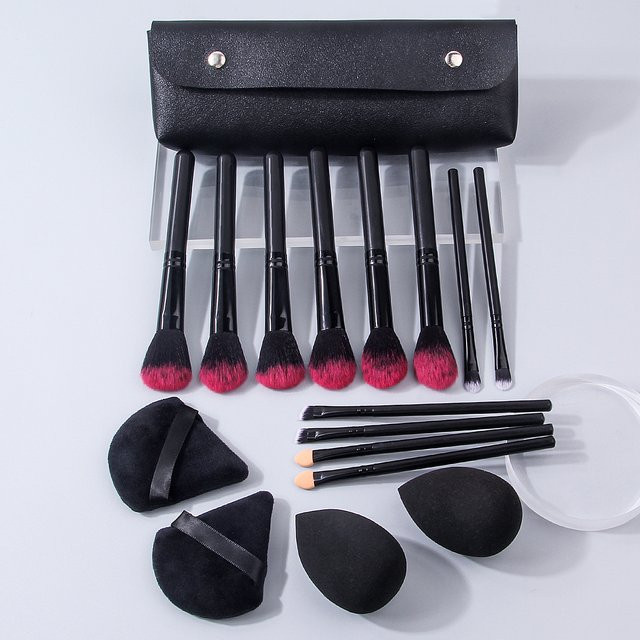 KOSSHOW Make-up-Pinsel-Set, 17-teilig, mit Schwamm und Aufbewahrungstasche - Bild 1