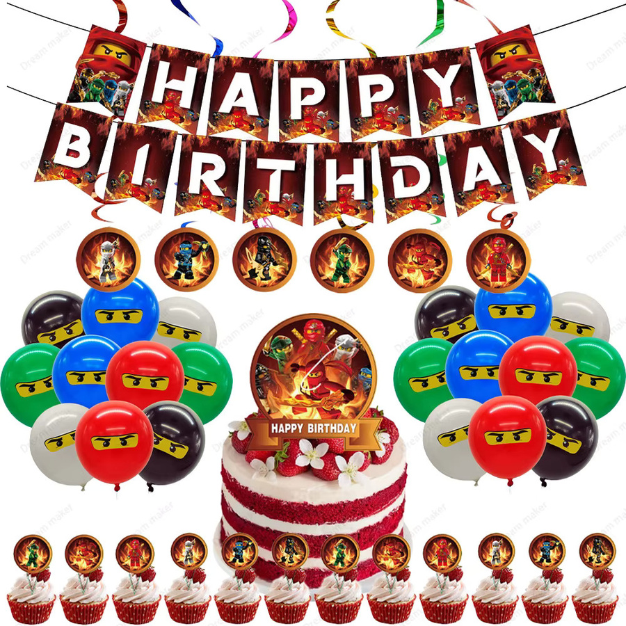 Bandai Ninjago Geburtstagsparty Dekorationen, Teller, Becher, Servietten, Banner, Ballons - Bild 2