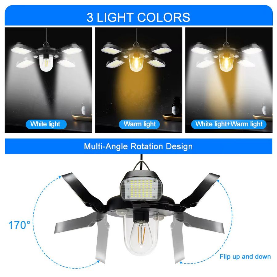 Solar-LED-Pendelleuchte in Schwarz mit Bewegungssensor, Fernbedienung und 5 Beleuchtungsmodi, IP65 wasserdicht für Innen und Außen - Bild 4