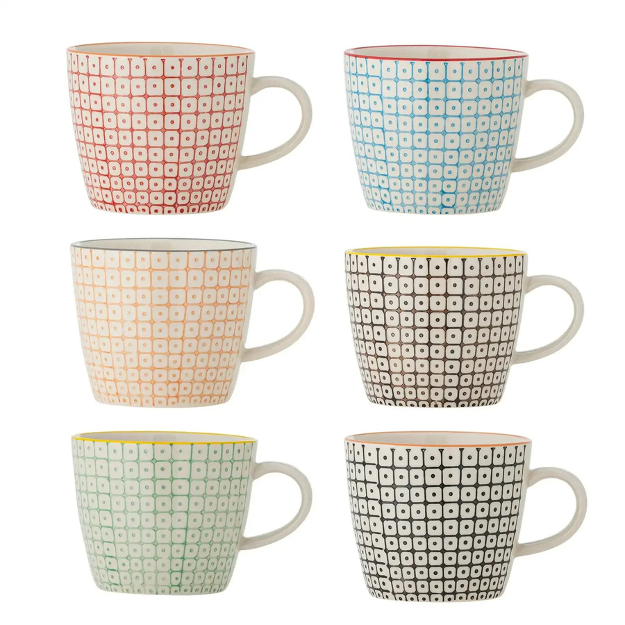 Bloomingville Steingutbecher Carla Mehrfarbig 6er-Set - Bild 1