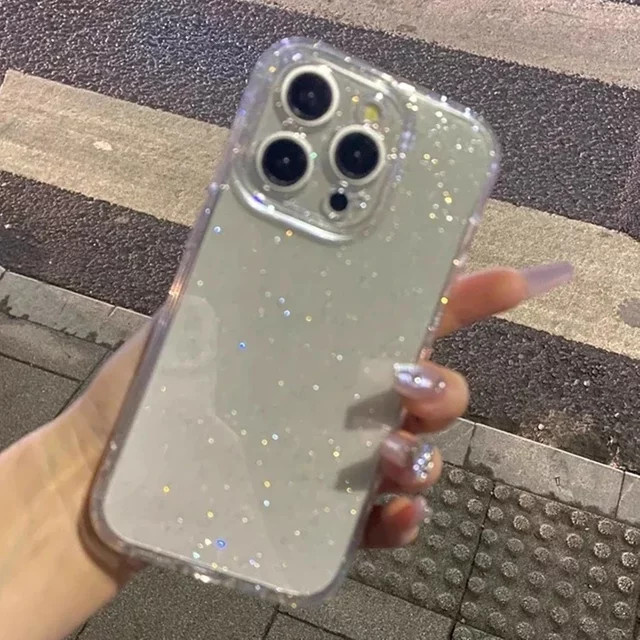 NUCWIN Transparente Glitzer-Handyhülle aus weichem Silikon für iPhone 12 13 14 15 16 17 Pro Max Plus Air Stoßfeste Schutzhülle - Bild 1