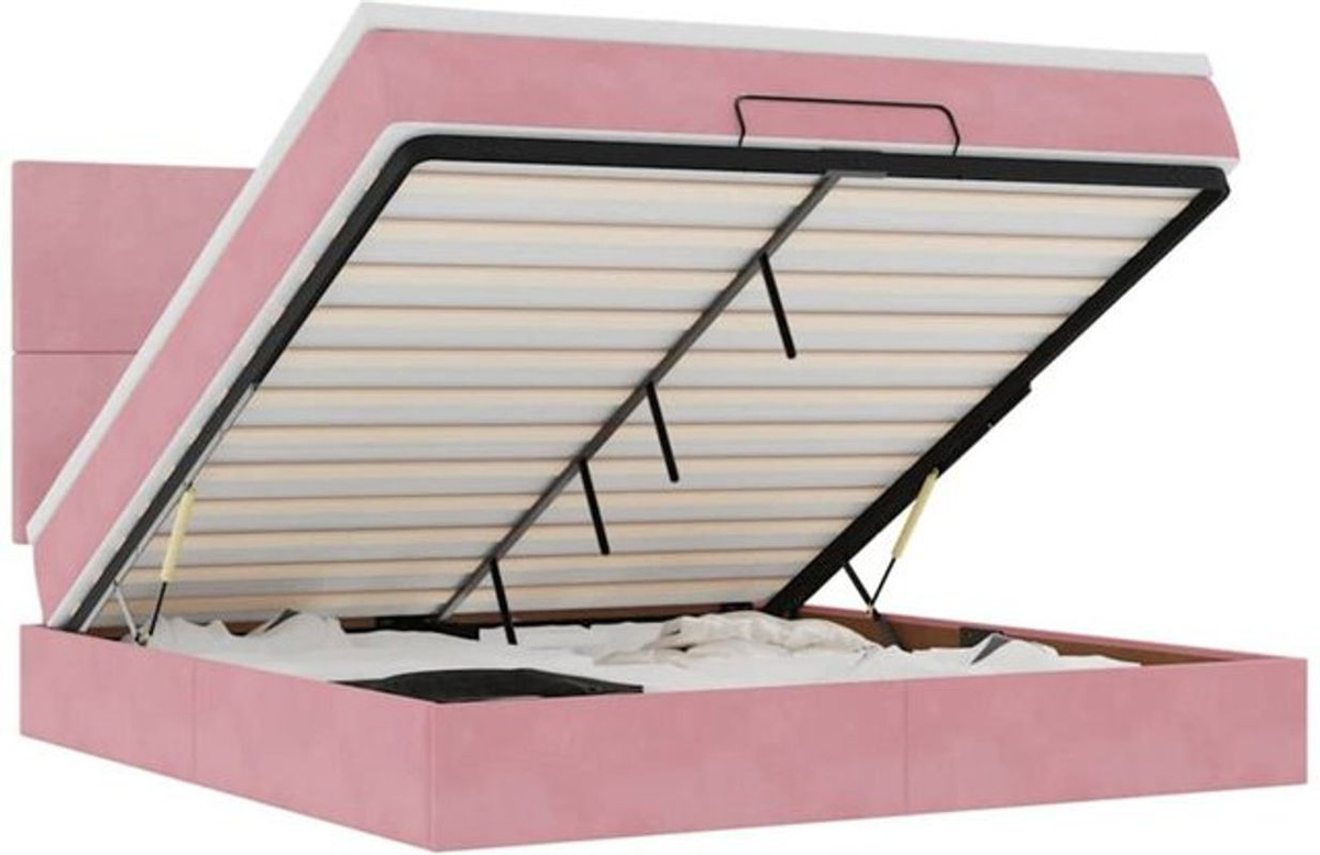 vidaxl Ottoman Polsterbett mit Matratze aus Samt in Rosa, B/T/H: 180 x 200 x 128 cm - Bild 1