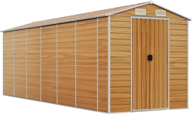 vidaXL Gerätehaus aus verzinktem Stahl in Braun, B/T/H: 555 x 191 x 198 cm - Bild 1