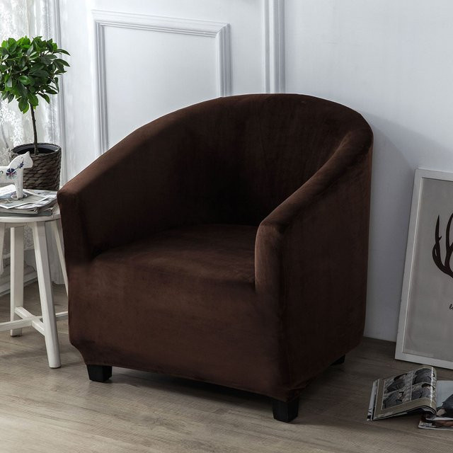 Yiran Furniture Sesselbezug aus Samt in Braun, Halbkreisförmiger Bogen Design, Breite: 60 cm, Tiefe: 40 cm - Bild 1
