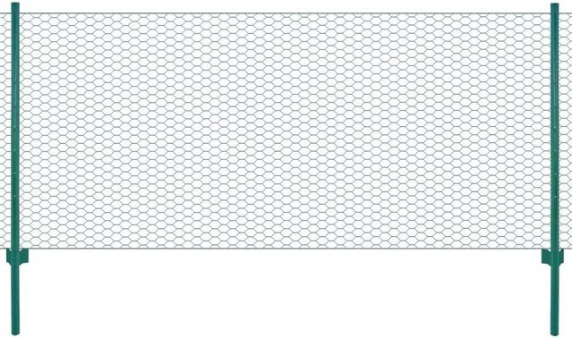 vidaXL Maschendrahtzaun mit Pfosten aus Stahl und PVC-Beschichtung, Grün, B: 25 m, H: 0,75 m - Bild 1