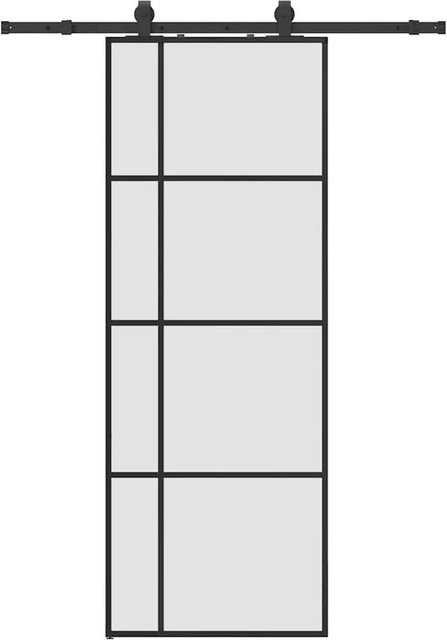 vidaXL Schiebetür aus ESG-Glas in Schwarz mit Beschlag, B/H: 76 x 205 cm - Bild 1