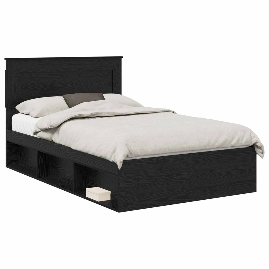 vidaXL Bettrahmen aus massivem Kiefernholz in Schwarz mit Schubladen, B/T/H: 120 x 190 x 200 cm - Bild 2