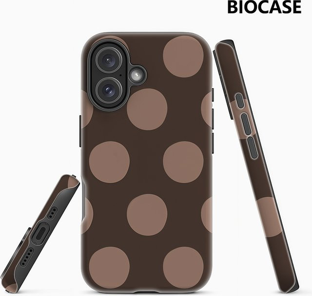 Handyhülle mit braunem Punktemuster für Apple iPhone 12 bis iPhone 17 Pro Max Plus mit doppelschichtiger Rückseite - Bild 1