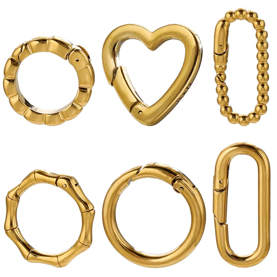 Elomia Karabinerverschluss Edelstahl, Gold, Herz, 2 Stück - Bild 2
