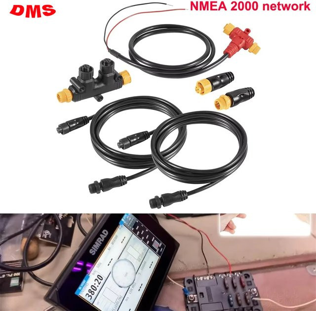 NMEA 2000 Starter-Kit in Schwarz mit Stromkabel, Drop-Kabel, Dual-T-Anschluss und Terminator-Kit für Lowrance, Simrad und Garmin Dual Device - Bild 1