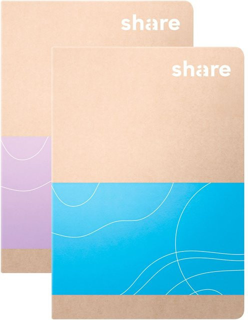 share Notizheft A6 kariert in Pastellblau und Lavendel mit 40 Blatt - Bild 1