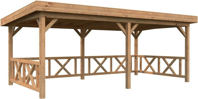 Palmako Pavillon Lenna Set 307 aus Fichtenholz in Braun mit Pultdach B/H/T: 588 x 245 x 300 cm - Bild 1