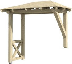 Skan Holz Haustür-Vordach Wismar 3 aus nordischer Fichte in Natur Beige, Breite: 258 cm, Tiefe: 126 cm - Bild 1