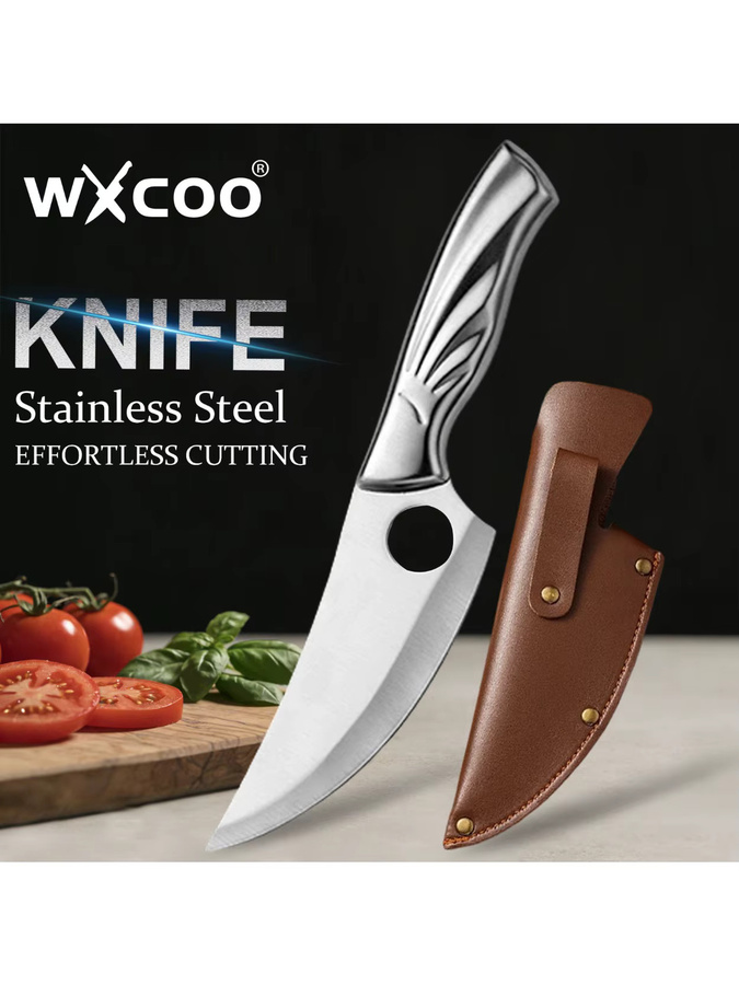WXCOO Edelstahlmesser in Silber als vielseitiges Küchenmesser zum Entbeinen und Schneiden von Fleisch und Gemüse - Bild 7