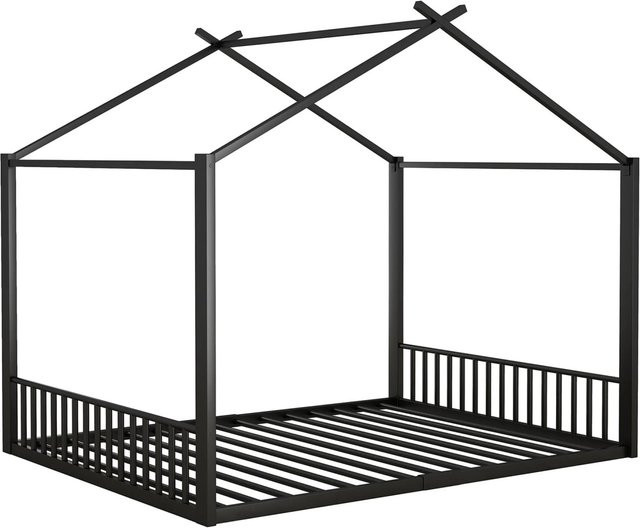 okwish Kinderbett Hausleiste aus Eisen in Schwarz, B/T/H: 205 x 140 x 150 cm - Bild 1