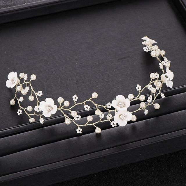 Wucifang Jewelry Tiara, Blume, Perle, Gold, Damen - Bild 1