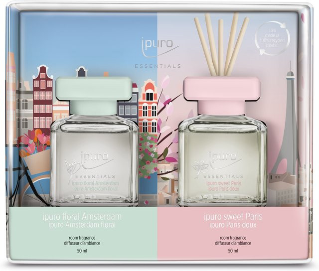 ipuro Raumduft-Set PARIS & AMSTERDAM Reed Diffuser mit floralen, fruchtigen und holzigen Noten in Pink, Blue und Multicolour - Bild 1