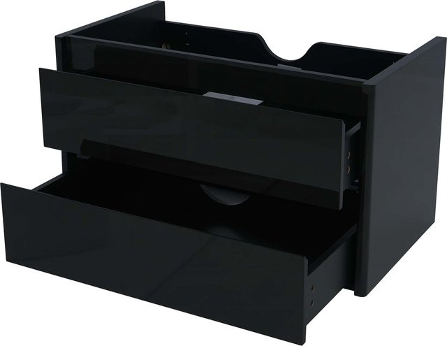 Waschbeckenunterschrank MCW-B19 in Schwarz mit Hochglanz-Finish und Soft-Close, Breite: 50 cm, Tiefe: 47 cm, Höhe: 80 cm - Bild 1