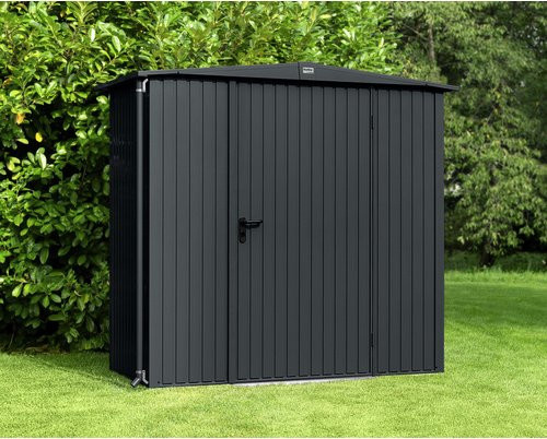 Ecostar Gerätehaus Trend-S aus Metall in Grau mit Einzeldoor und Giebeldach, B/H/T: 238 x 216 x 107,8 cm - Bild 1