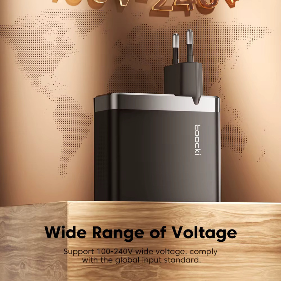 Toocki 100W USB GaN Ladegerät in Schwarz mit USB-C und QC3.0 Schnellladefunktion für iPhone, Macbook und Laptop - Bild 3
