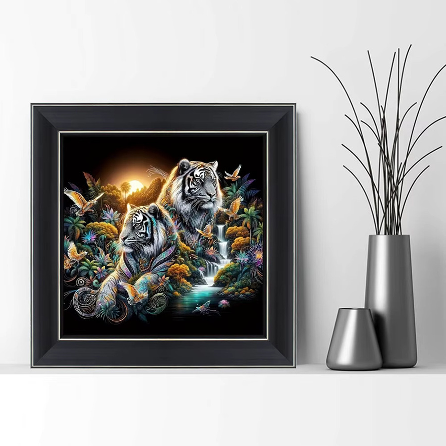 EverShine Diamantmalerei Tiger 5D-DIY-Mosaik Set mit runden Steinen in Multicolour für Tischdekoration - Bild 3