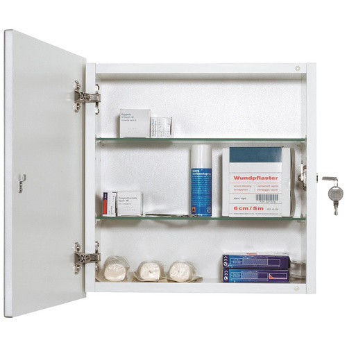 JOKEY MEDIBOX Wandmontierter Badezimmerschrank in Silber und Weiß mit Schranktüren und internen Regalböden - Bild 1