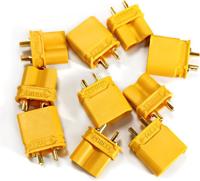 Amass XT60U und XT30U vergoldete Bananenstecker Set in Gelb für RC Lipo Batterien, ESC und Drohnen (männlich und weiblich) - Bild 1