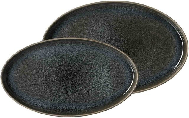 Ritzenhoff & Breker Servierplattenset Eda aus Keramik in Schwarz, 2er Set, oval - Bild 1