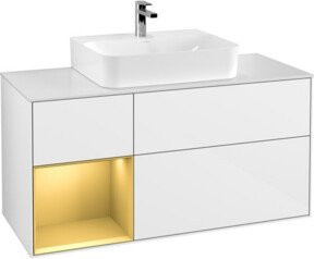 V&B Waschtischunterschrank Finion mit Wandbeleuchtung, Weiß lackiert, Breite: 120 cm, Tiefe: 50,1 cm, Höhe: 50,1 cm - Bild 1
