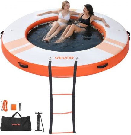 VEVOR Aufblasbares Schwimmdock in Orange mit rutschfester Oberfläche, abnehmbarer Leiter und Tragetasche, Durchmesser: 2,44 m - Bild 1