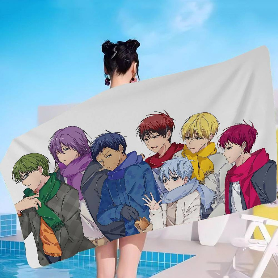 Dalangpa Kuroko Basketball Anime Badetuch aus Mikrofaser für Kinder, weiß/mehrfarbig, B: 30 cm, H: 60 cm - Bild 2