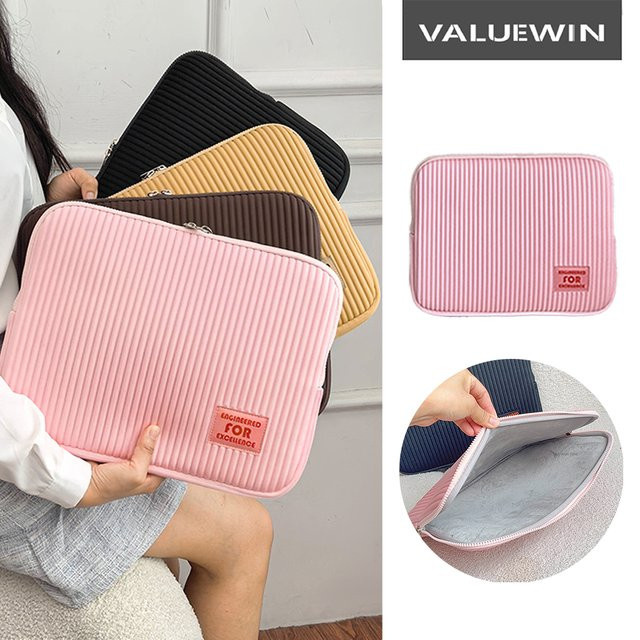 ValueWin Laptop-Hülle für Damen, stoßfeste Notebook-Tasche für MacBook Air/Pro, Xiaomi, Lenovo und Dell, passend für 13, 14, 15 und 15,6 Zoll, in Beige oder Pink - Bild 1