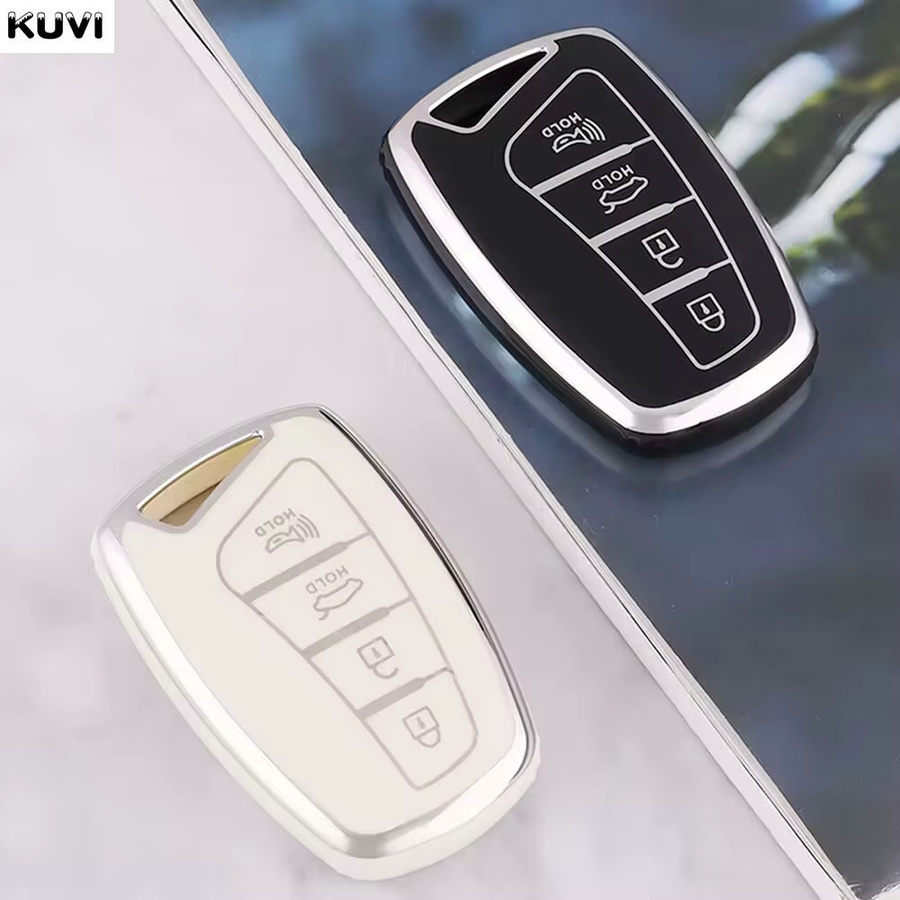 Kuvi TPU Schlüsselhülle für Hyundai Santa Fe Sport, ix45, Equus, Genesis G80 und Azera (2013-2016) in Schwarz - Bild 3