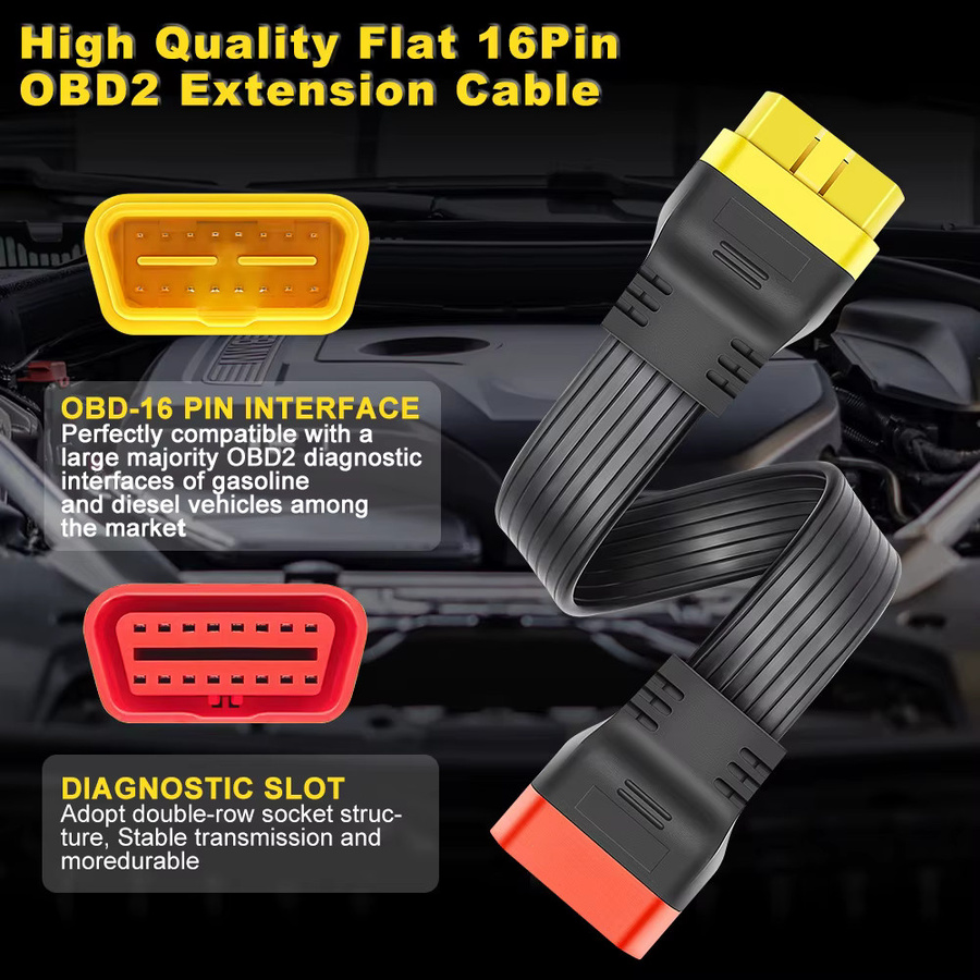 JFIND OBD2 OBDII Verlängerungskabel 16-poliger Stecker auf Buchse für ELM327 und Launch Thinkdiag Adapter - Bild 4