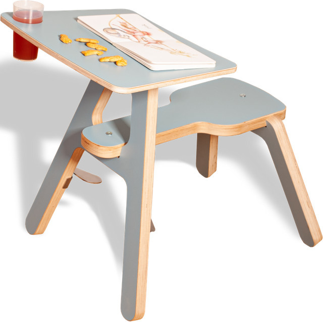 timkid Malbank CLEXO Kinderbank in Rauchblau mit schrägem Klappdeckel, B/T/H: 46,5 x 67,5 x 59 cm - Bild 1