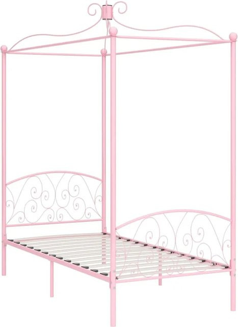 vidaXL Himmelbett-Gestell aus Metall in Rosa, B/T/H: 90 x 200 cm - Bild 1