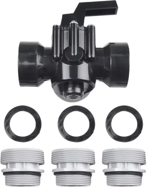 VIBRATITE 3-Wege-Poolventilsteuerung in Schwarz mit rechtem Widerhaken für effizienten Wasserdurchfluss und Umleitung - Bild 1